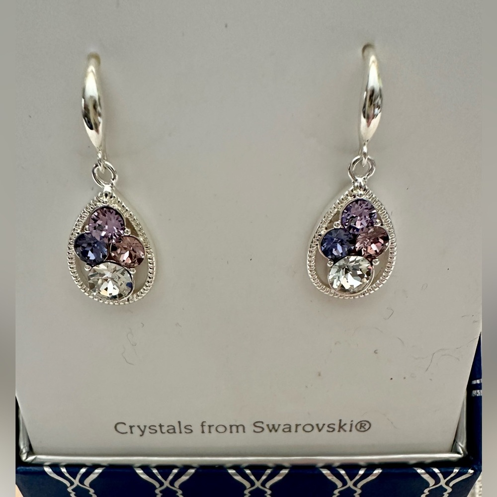 Swarovski Silver and Purple Crystal Earrings